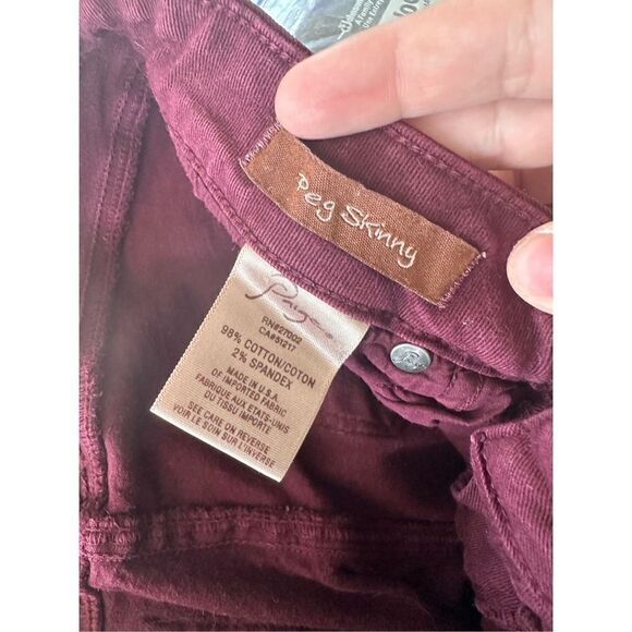 Paige Burgundy Ankle Peg Skinny Jeans - Picture 3 of 7